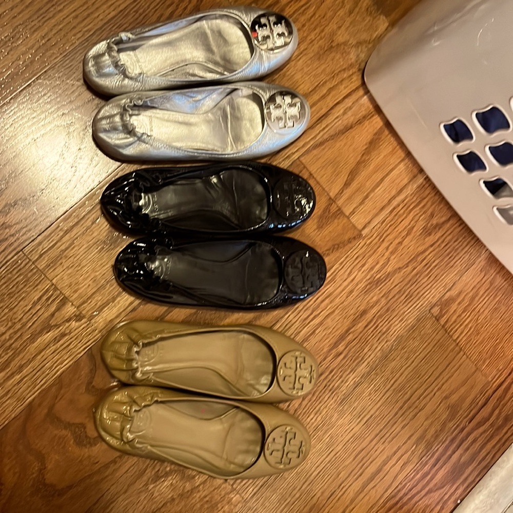 3 pair size 7 Tory Burch flats